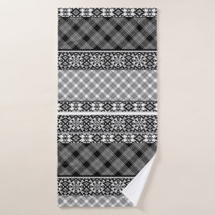 Patchwork rayé noir et blanc avec dentelle