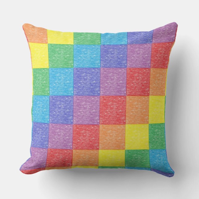 Patchwork-Regenbogen-Kissen Kissen (Vorderseite)