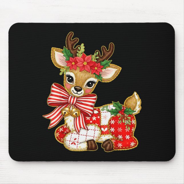 Patchwork-Rentier Preppy-Mädchen-Weihnachten Xmas  Mousepad (Vorne)