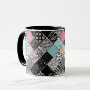 Patchwork Retro Vintage Farben Patchwork Quilting Tasse