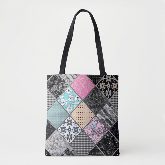 Patchwork-Retro-Vintage Farbpatchwork-Quiltierung Tasche (Vorderseite)