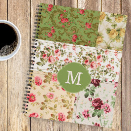 Patchwork Rose Custom Monogram Journal Notebook Notizbuch