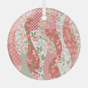 Patchwork-Rose: nahtloses Musterdesign. Ornament Aus Glas