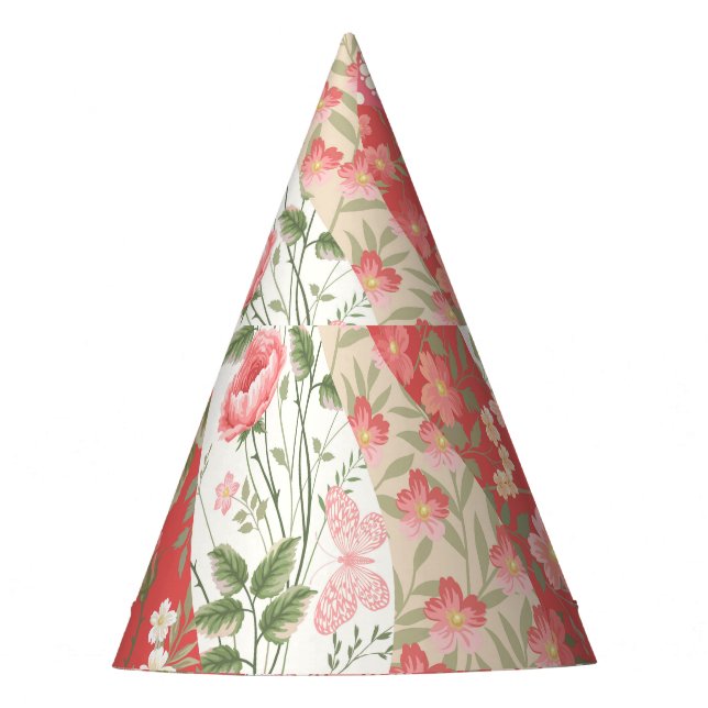 Patchwork-Rose: nahtloses Musterdesign. Partyhütchen (Vorderseite)
