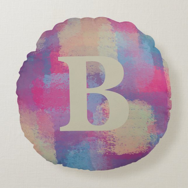 Patchwork rose Pastel Coussin initial rond (Devant)