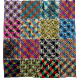 Patchwork Rough Leinwand Squares Vintag Duschvorhang