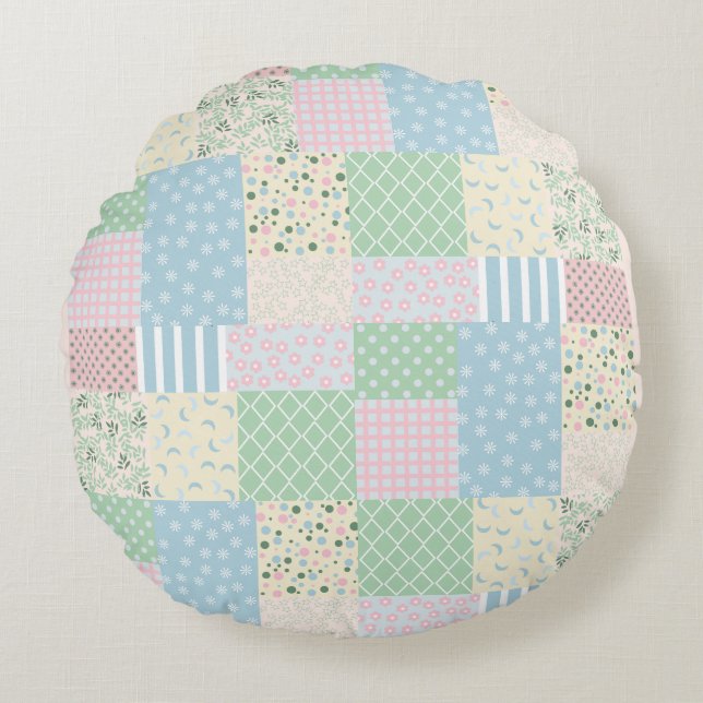 Patchwork Rundes Kissen (Vorderseite)