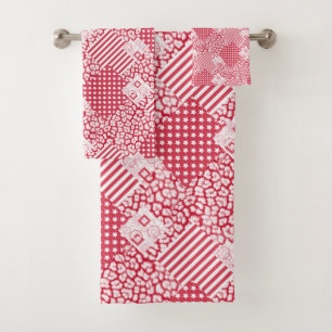Patchwork rustique rouge et blanc