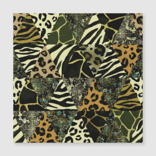 Patchwork Safari: Aquarell Animal Print. Magnetkarte