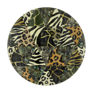Patchwork Safari: Aquarell Animal Print. Schneidebrett