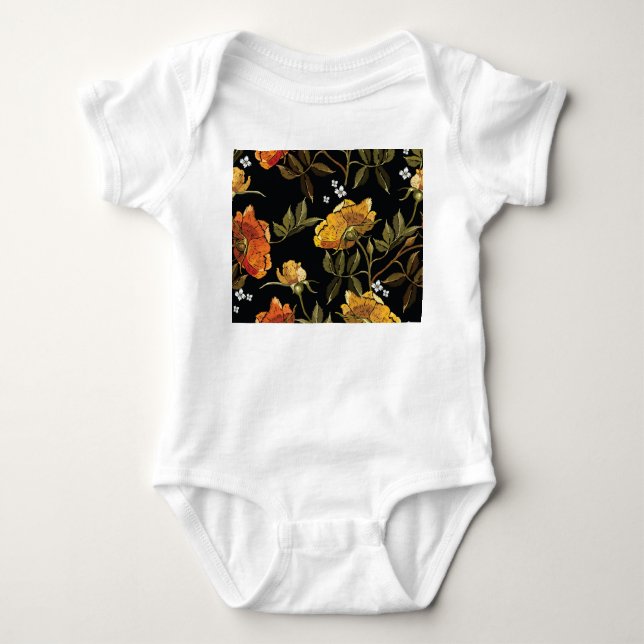 Patchwork Sanft: Handgezeichnetes Design Baby Strampler (Vorderseite)