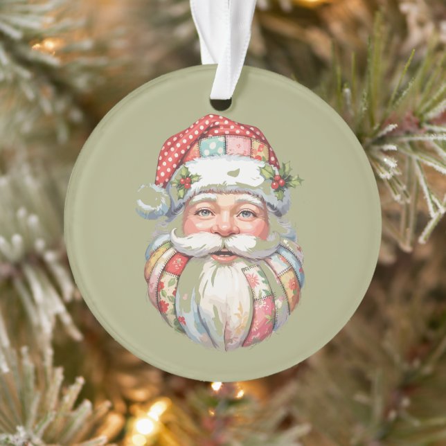 Patchwork Santa Claus Christmas Retro Ornament (Baum)