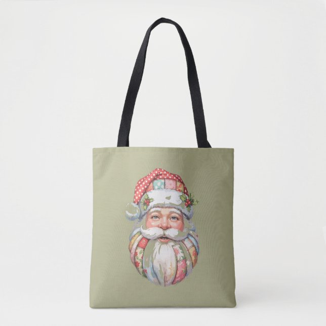 Patchwork Santa Claus Christmas Retro Tasche (Vorderseite)