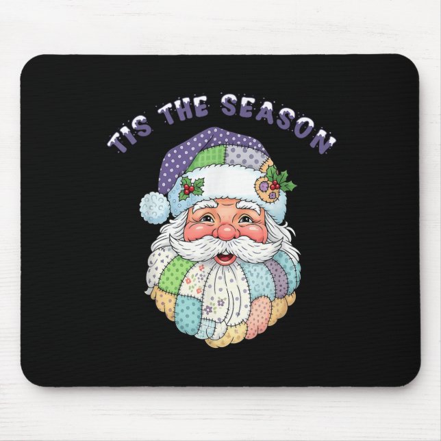 Patchwork Santa Claus Face Preppy Girly Christmas  Mousepad (Vorne)