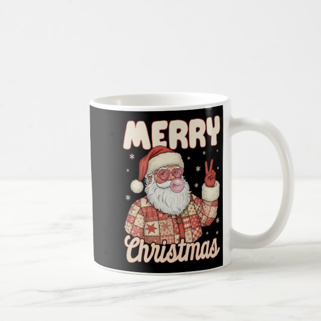 Patchwork Santa Claus Xmas Merry Christmas Men Wom Kaffeetasse (Rechts)