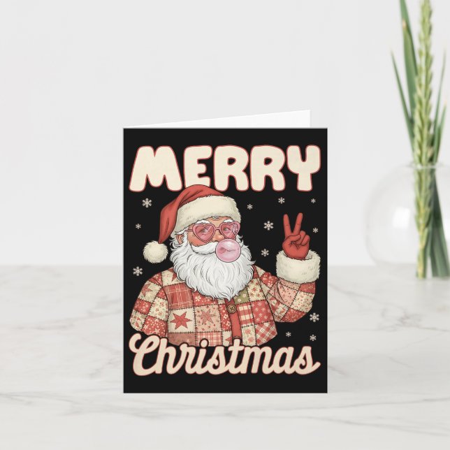Patchwork Santa Claus Xmas Merry Christmas Men Wom Karte (Vorderseite)
