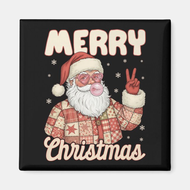 Patchwork Santa Claus Xmas Merry Christmas Men Wom Magnet (Vorne)