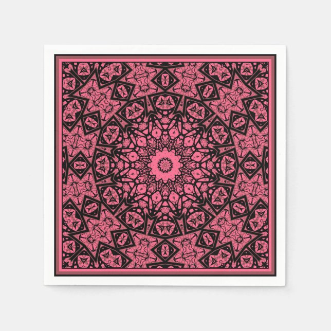 Patchwork-Schal aus rosa und schwarzem Zierschal Serviette (Vorderseite)