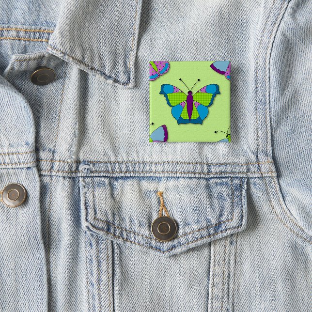 Patchwork-Schmetterlingsmuster auf Grün Button (Von Creator hochgeladen)