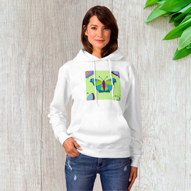 Patchwork-Schmetterlingsmuster auf Grün Hoodie (Von Creator hochgeladen)