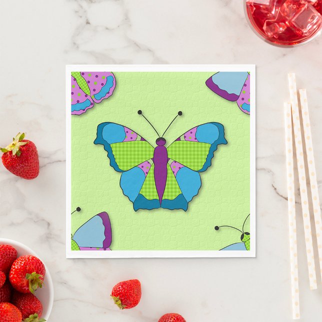 Patchwork-Schmetterlingsmuster auf Grün Serviette (Von Creator hochgeladen)