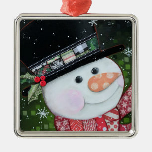Patchwork-Schneemann-Quadrat-Zinn-Verzierung Ornament Aus Metall