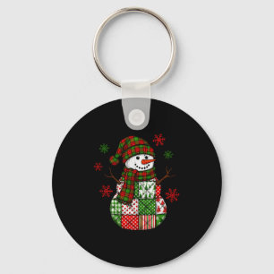 Patchwork-Schneemann, Retro-lustiges Weihnachten Schlüsselanhänger