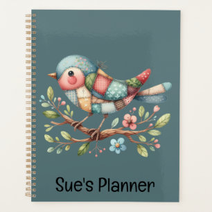 Patchwork-Singvogel auf blühendem Ast Planer