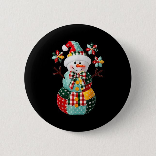 Patchwork Snowman Christmas Preppy Cute Xmas Men W Button (Vorderseite)
