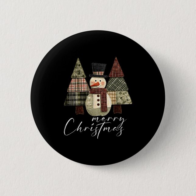 Patchwork Snowman,patchwork Christmas Tree Funny G Button (Vorderseite)