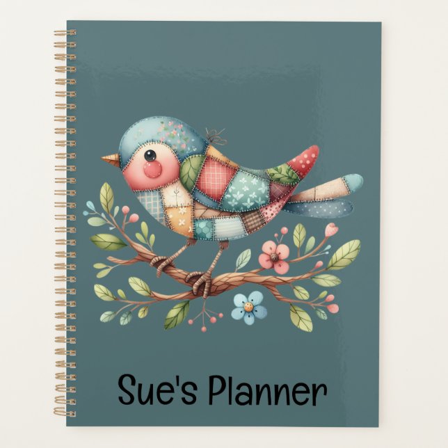 Patchwork Songbird auf der blühenden Zweigstelle Planer (Vorderseite)