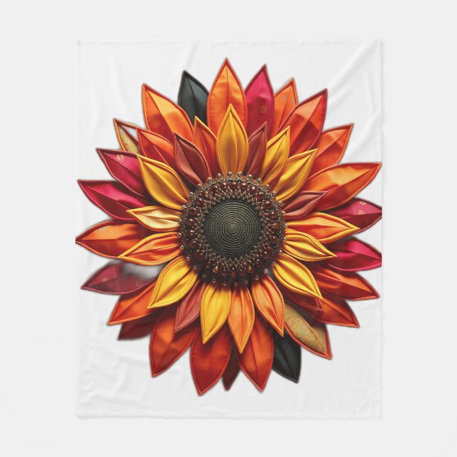Patchwork Sonnenblume in Sunset Colors Fleecedecke (Vorderseite)