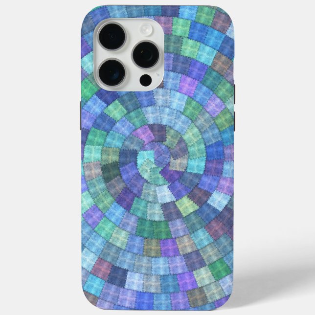 Patchwork Spiral Quilt iPhone Tough 15 Pro Max Hülle (Rückseite)