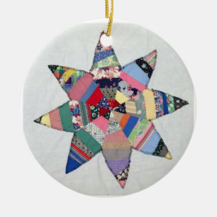 Patchwork star-Quilt-Urlaubsornament Keramik Ornament