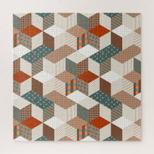 Patchwork Stars Vintag Brown Green
