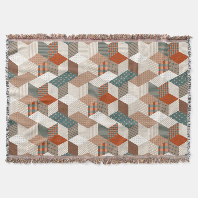 Patchwork Stars Vintag Brown Green Decke (Vorderseite)