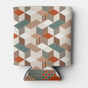 Patchwork Stars Vintag Brown Green Dosenkühler
