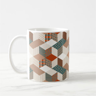 Patchwork Stars Vintag Brown Green Kaffeetasse