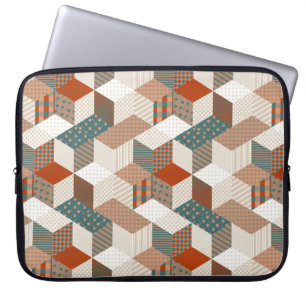 Patchwork Stars Vintag Brown Green Laptopschutzhülle