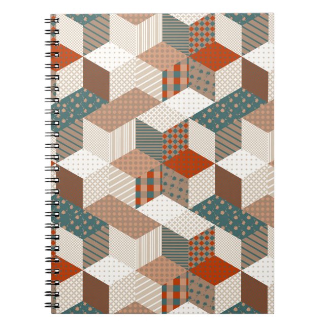 Patchwork Stars Vintag Brown Green Notizblock (Vorderseite)