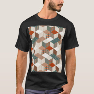Patchwork Stars Vintag Brown Green T-Shirt