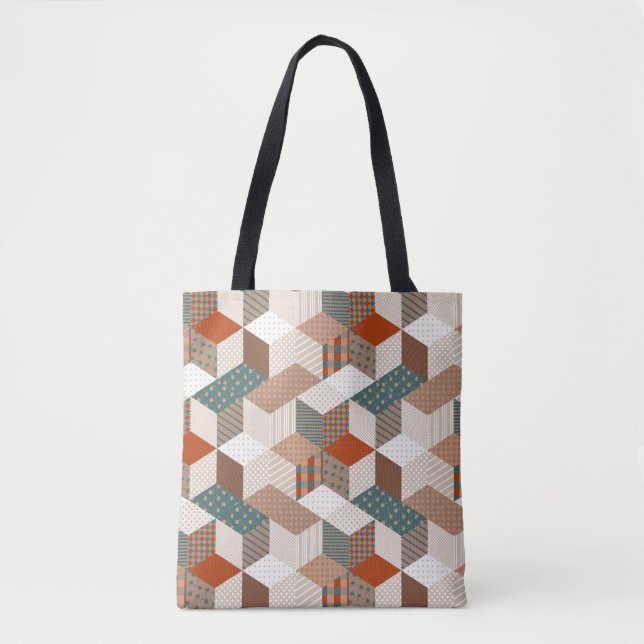 Patchwork Stars Vintag Brown Green Tasche (Vorderseite)