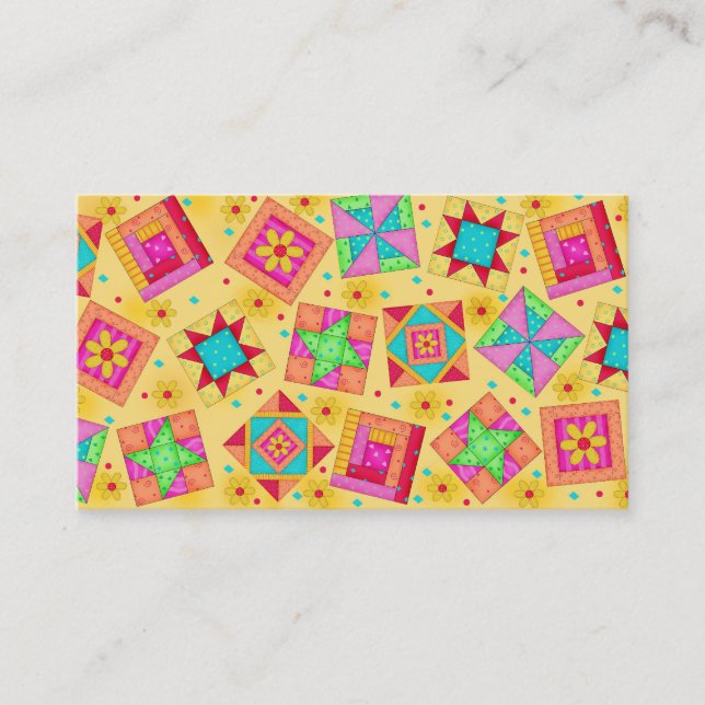 Patchwork-Steppdecken-Block-Kunst-Gelb-Gewohnheit Visitenkarte (Vorderseite)