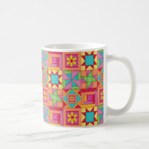 Patchwork-Steppdecken-Mehrfarbenblöcke bunt Kaffeetasse