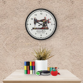Patchwork Steppsägemaschine Große Wanduhr