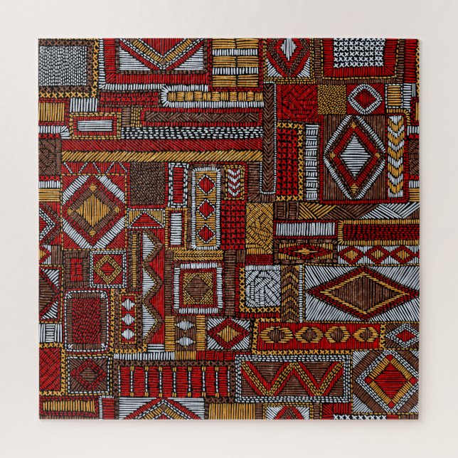 Patchwork-Stil bestickter ethnischer Druck (Vertikal)
