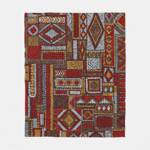 Patchwork-Stil bestickter ethnischer Druck Fleecedecke