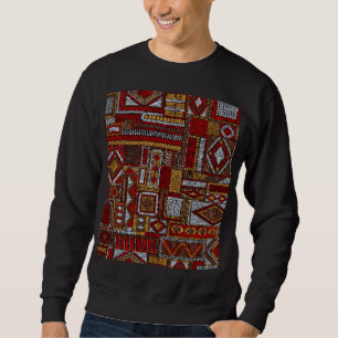 Patchwork-Stil bestickter ethnischer Druck Sweatshirt