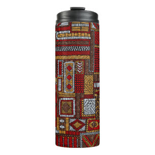 Patchwork-Stil bestickter ethnischer Druck Thermosbecher