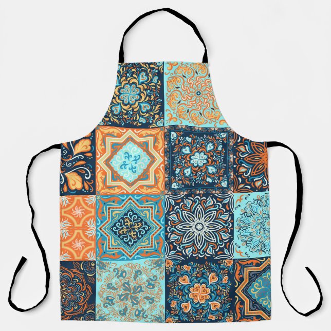 Patchwork-Stil: Dekorative quadratische Ornamente Schürze (Vorderseite)